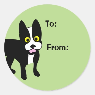 Cartoon Boston Terrier Dog Lover Gift Tag Stickers