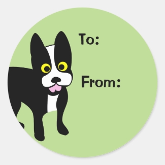 Cartoon Boston Terrier Dog Lover Gift Tag Stickers