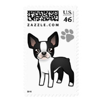 Cartoon Boston Terrier Stamps