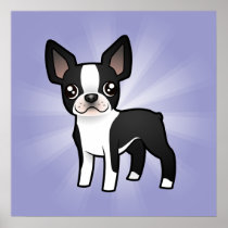 Cartoon Boston Terrier Print
