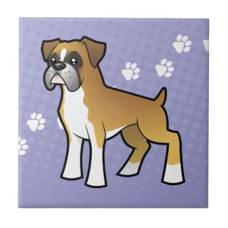 Cartoon Boxer Dog Tile Cartoon Fawn Boxer Dog Ceramic Tile
