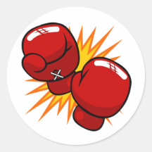 Cartoon Boxing Gloves Round Sticker