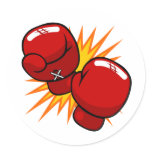 Cartoon Boxing Gloves Round Sticker