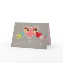 Cartoon Boy and Girl in Love Sweet Valentine Card