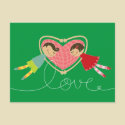 Cartoon Boy and Girl in Love Thank You Postcard