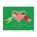 Cartoon Boy and Girl in Love Thank You Postcard