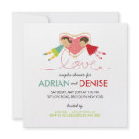 Cartoon Boy Hearts Girl Couples Shower Party Custom Announcements
