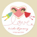 Cartoon Boy Hearts Girl Thank You Gift Sticker