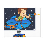Cartoon Boy in imaginary Rocket Canvas Print