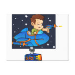 Cartoon Boy in imaginary Rocket Canvas Print