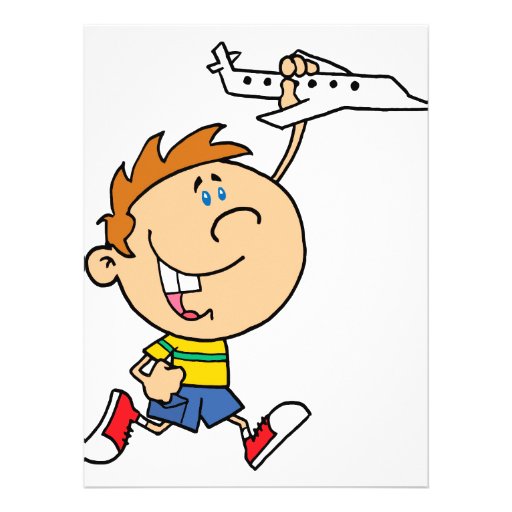 cartoon boy playing with toy airplane custom announcements