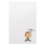 cartoon boy playing with toy airplane personalized stationery