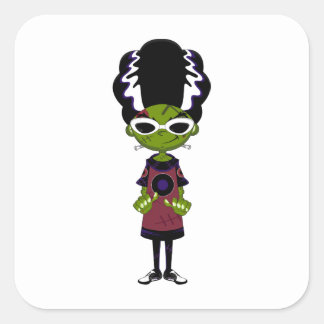 Cartoon Bride of Frankenstein Square Stickers