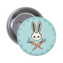 Cartoon Bunny Skull and Crossbones Button buttons