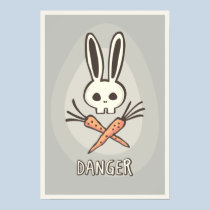 Cartoon Bunny Skull and Crossbones Funny Poster posters