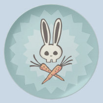 Cartoon Bunny Skull and Crossbones Plate plates