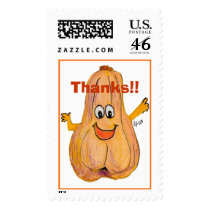 Cartoon Butternut Squash Art Thanksgiving Stamp