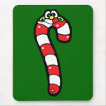 Cartoon Candy Cane with Smiling Face Mouse Pad