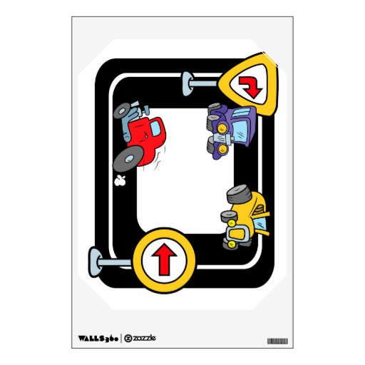 Cartoon Cars on a Race Track Wall Graphics | Zazzle