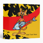 Cartoon Cat and Fish Guitar Avery Binder