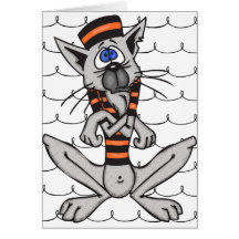 Cartoon Cat Burglar Prisoner Greeting Cards