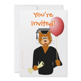 Cartoon Cat Graduation Invitation Templates