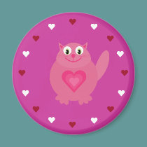 Cartoon Cat & Hearts Customizable Pink Charity magnets