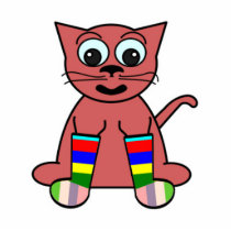 Cartoon cat in rainbow socks cut outs