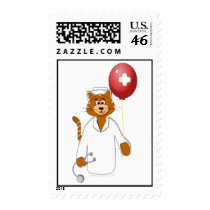 Cartoon Cat Nurse with Balloon Postage