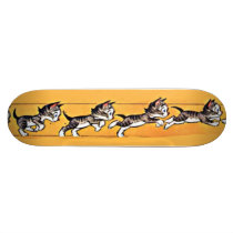 Cartoon Cat Running and Jumping Skateboard