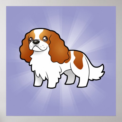 Cartoon Cavalier King Charles Spaniel Posters | Zazzle