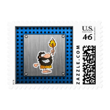 Cartoon Caveman; Metal-look Stamp