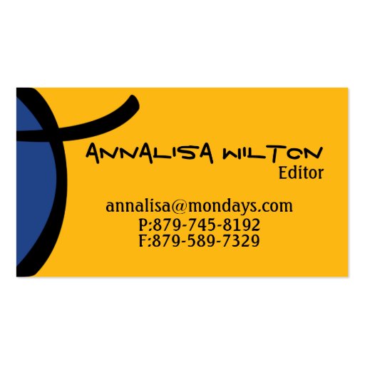 Cartoon Cell - Blue and Yellow Business Card Templates (back side)