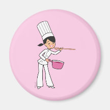 Cartoon Chef Girl Refrigerator Magnet