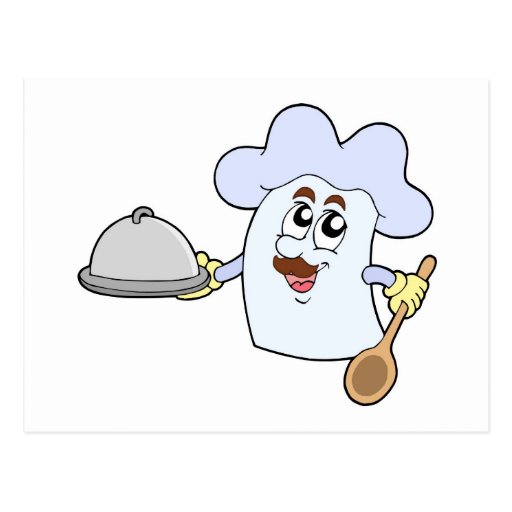 Cartoon chef hat postcard Zazzle