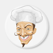 Cartoon chef illustration refrigerator magnet