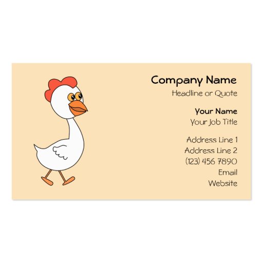 Cartoon Chicken. Business Card Template (front side)
