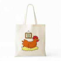 Cartoon Chicken in Nest Home Sweet Home Tote Bag