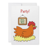 Cartoon Chicken in Nest Home Sweet Home Personalized Invite