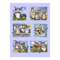 Cartoon Chinchillas Being Cute Custom Poster Print