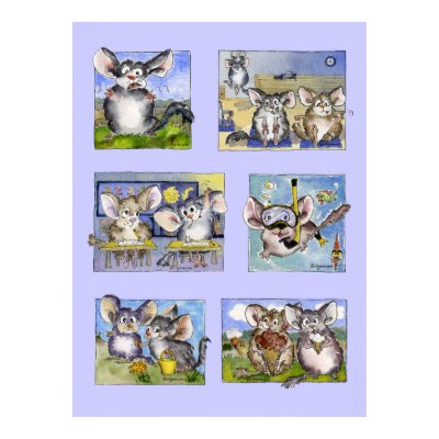 Cartoon Chinchillas Being Cute Custom Poster Print by zooogle