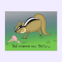 Cartoon Chipmunk with Ice Cream Cone postcards