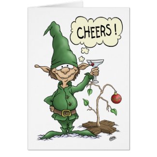 Cartoon Christmas Card: Cheers Elf