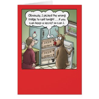 Cartoon Christmas Card: Raiding the Fridge