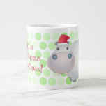 Cartoon Christmas Hippopotamus Jumbo Mug