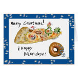 Cartoon Christmas Pizza and Donut Cards