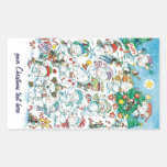 Cartoon Christmas Polar Bears Penguins Snow Party Sticker