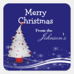 Cartoon Christmas Tree Christmas Gift Tags Square Sticker