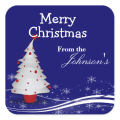 Cartoon Christmas Tree Christmas Gift Tags Square Sticker