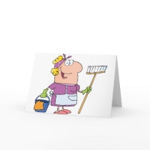 Cartoon Cleaning Lady Card